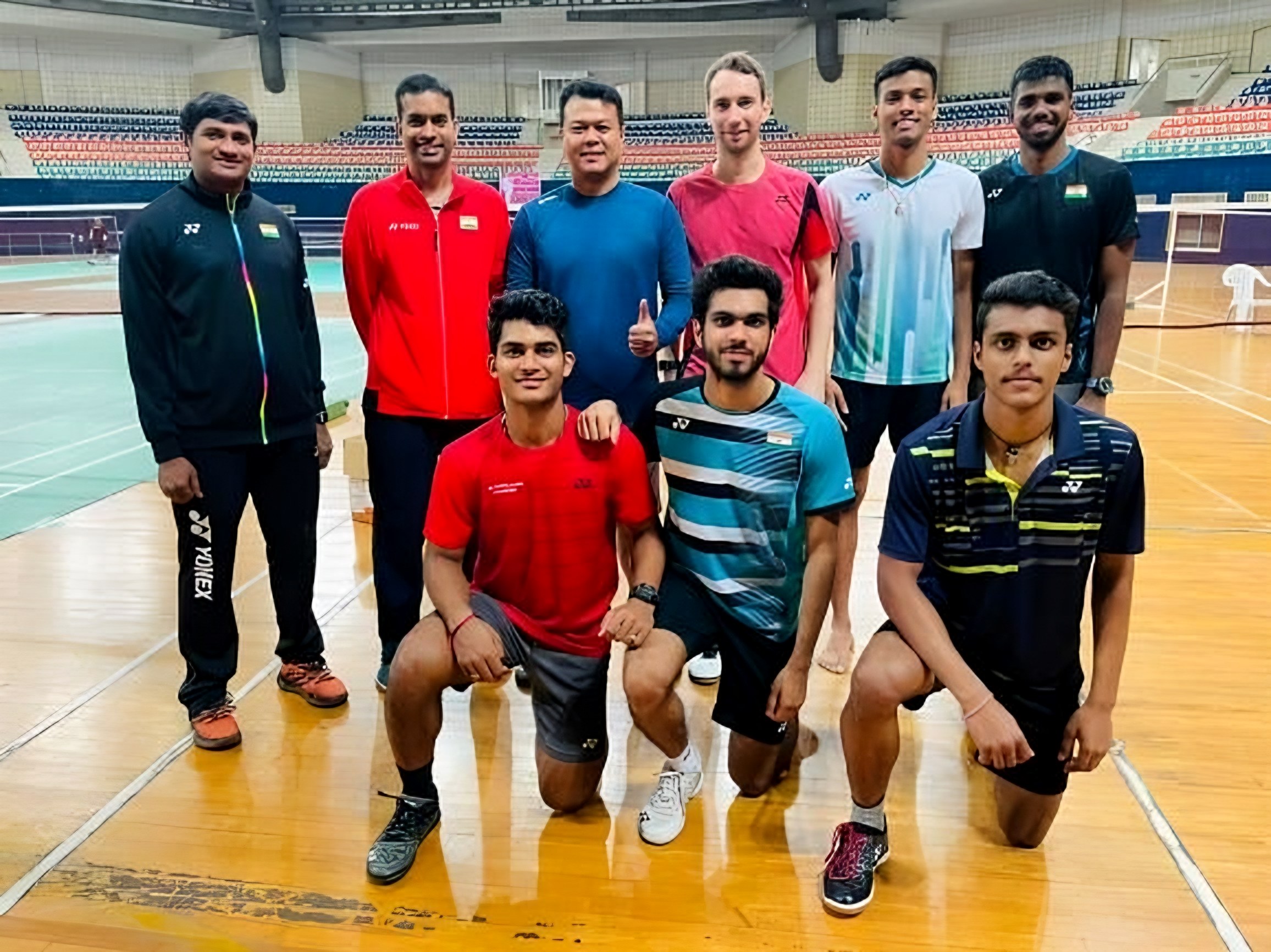 Athletes after a training session on court